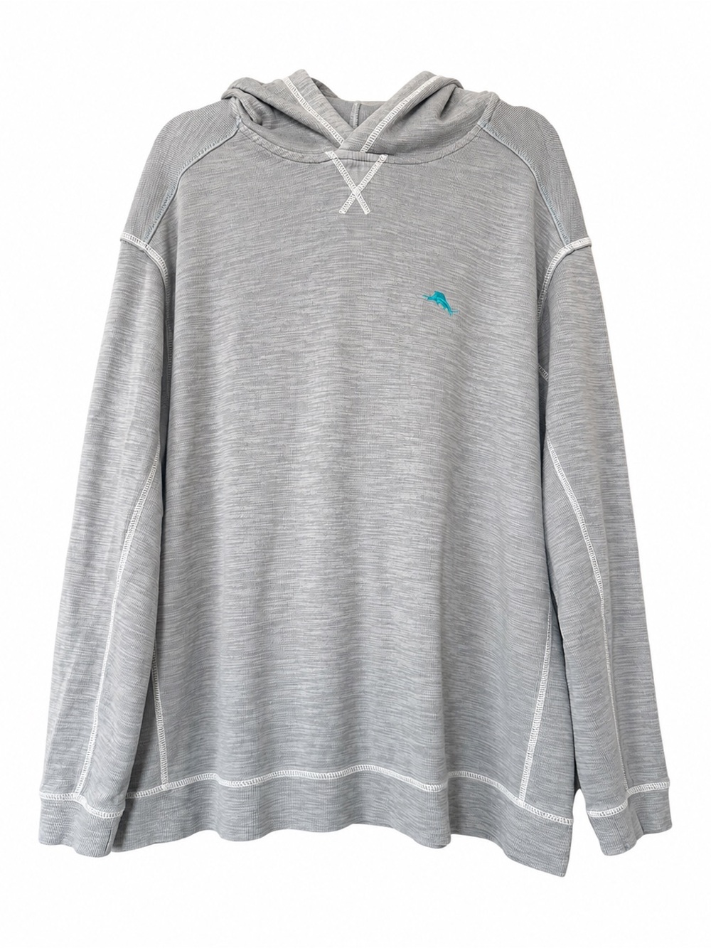 Tommy Bahama Gray Hooded Pullover Sweatshirt Marlin Logo Lightweight 2XL (Big)